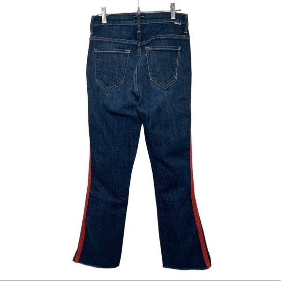 Mother Denim Insider Crop Step Fray Speed Racer Stripes Red 25 Jeans - Picture 8 of 14
